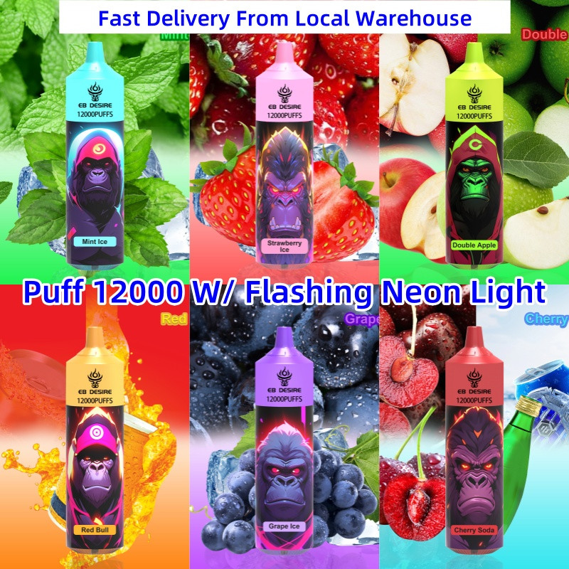 EB DESIRE 15k puff 12k 9k Puff 7k 9000 12000 puffs disposable vapes EU US local warehouse 25ml vape 12k LED neon light 600mAh battery puff 9000 tornado vaper 15000 poco