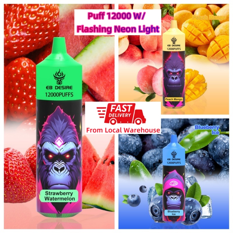 EB DESIRE 15k puff 12k 9k Puff 7k 9000 12000 puffs disposable vapes EU US local warehouse 25ml vape 12k LED neon light 600mAh battery puff 9000 tornado vaper 15000 poco