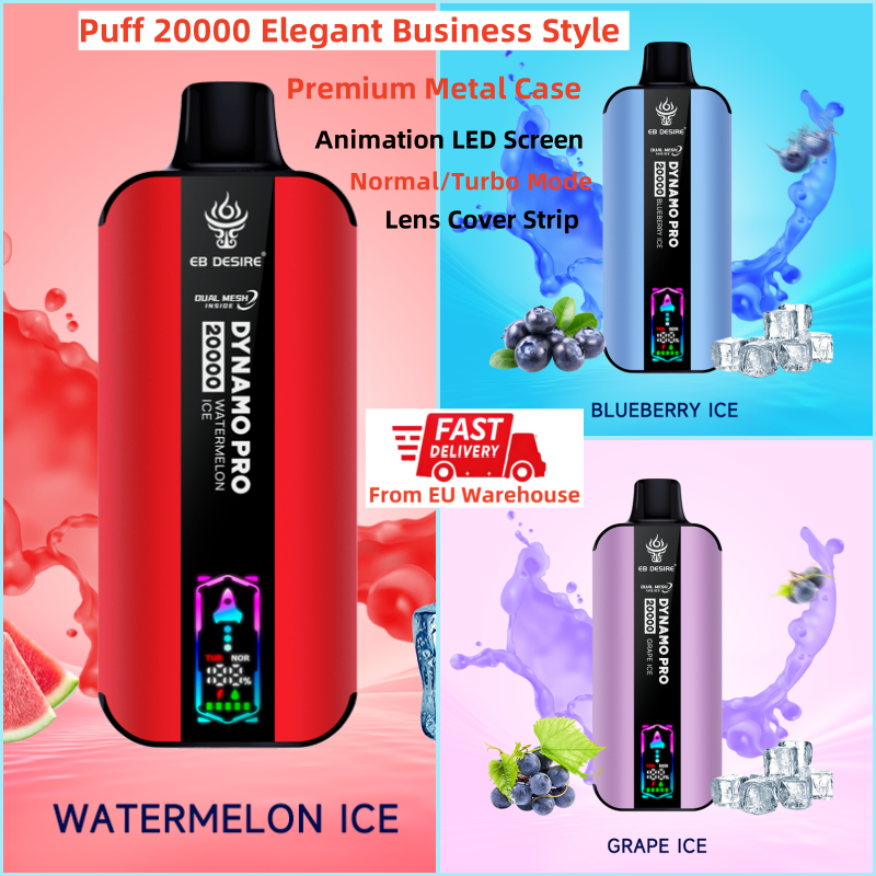 EB DESIRE puff 20k Puff 20000 puffs disposable vapes eu warehouse business style premium metal case animation LED screen dual mesh coil vape coming puff 25k 30k vapers